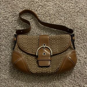 Coach Brown and Tan Shoulder Bag